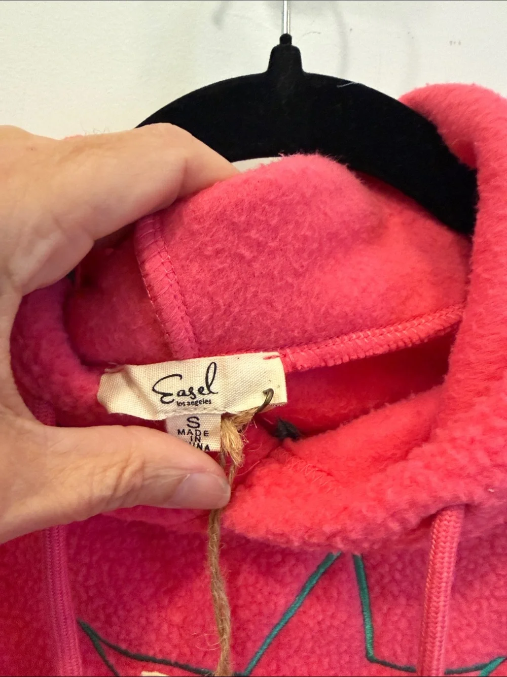 EASEL Red Fleece Star Hoodie SZ SM